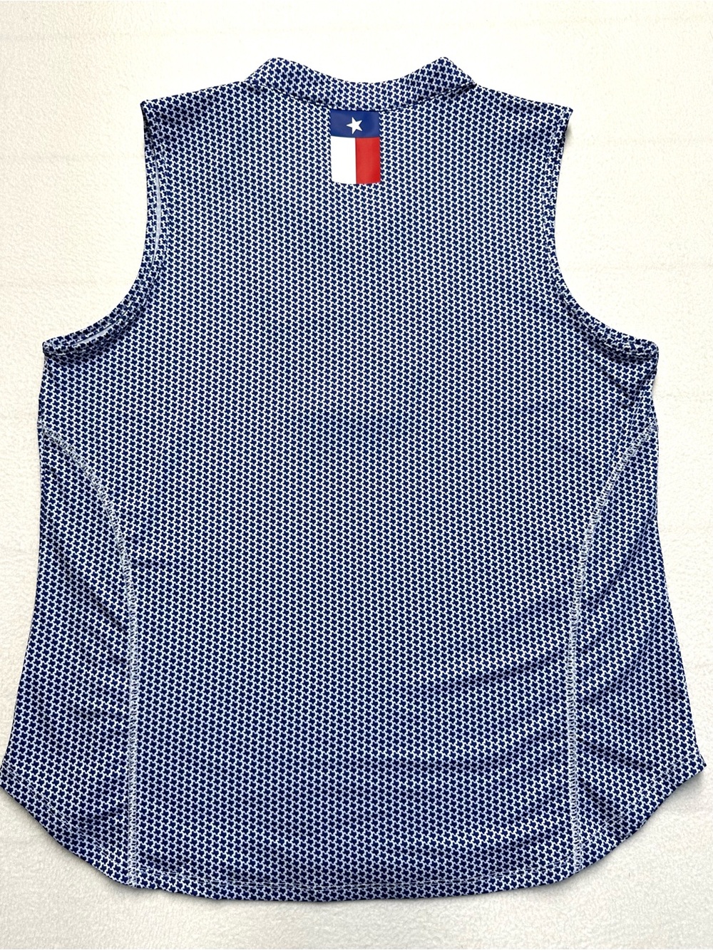 Rhoback Women’s L Texas Print Sleeveless 1/4 Zip Golf Polo Blue White